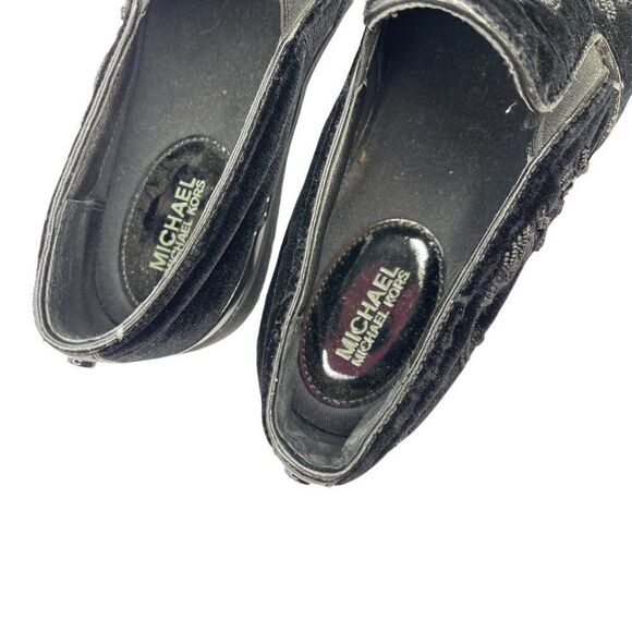 MICHAEL KORS Black Beaded Kyle Velvet Slip On Sneakers  - Picture 7 of 9